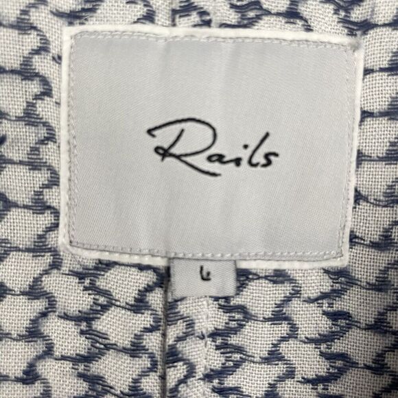 Rails Lily Tunic Top Womens Large Blue Geometric Lace Up Oversized Boho Beach - Picture 3 of 11